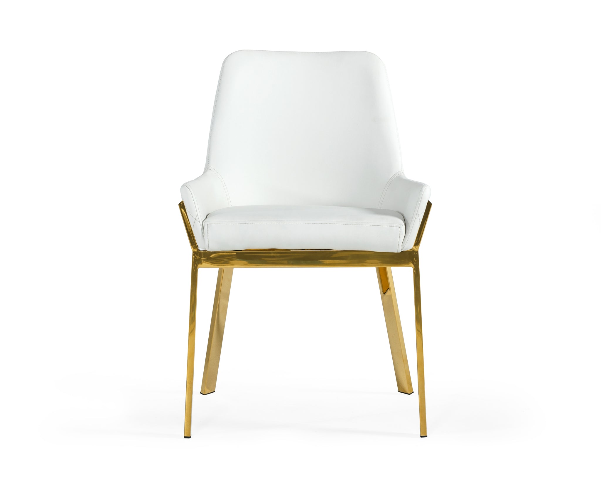 Modrest Ganon Modern White & Gold Dining Chair white-bonded leather