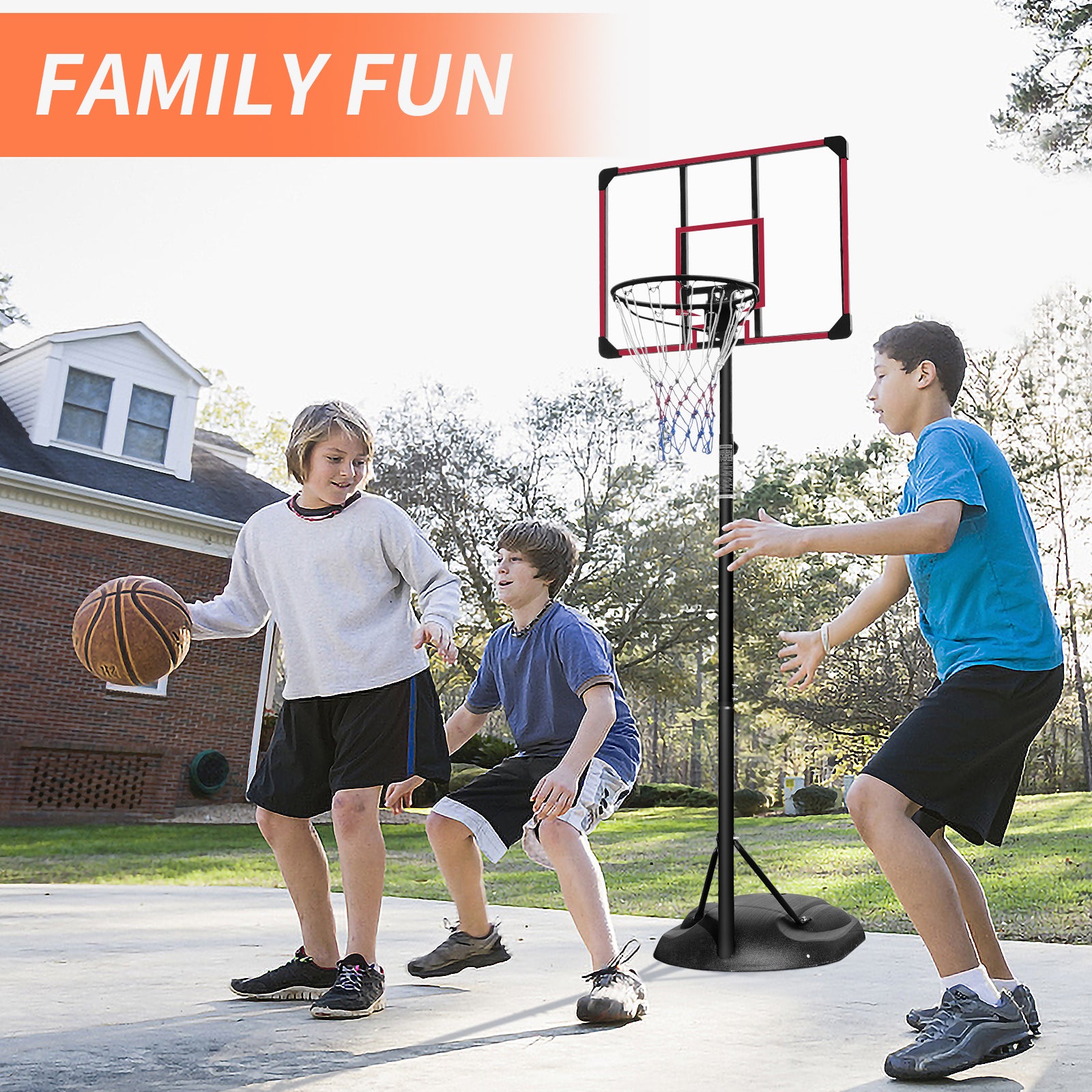 Portable Basketball Hoop System Stand Height Adjustable 7.5Ft 9.2Ft With 32 Inch Backboard And Wheels For Youth Adults Indoor Outdoor Basketball Goal Transparent Iron