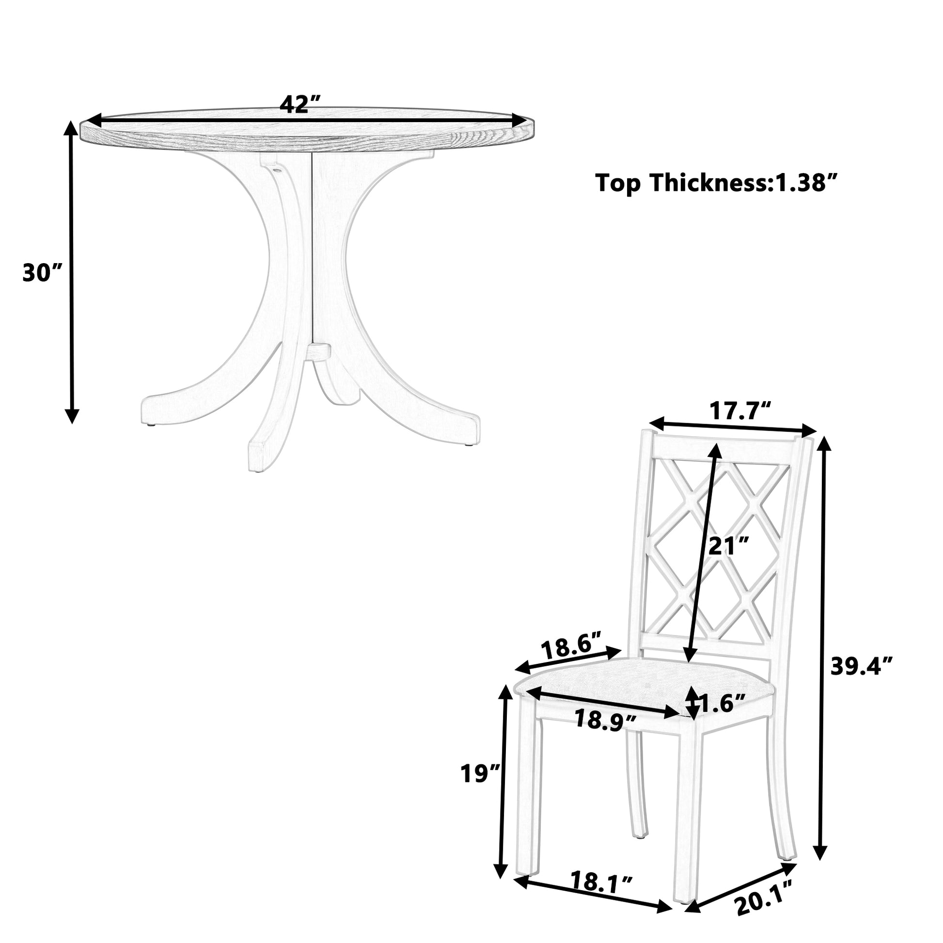 Mid Century Solid Wood 5 Piece Round Dining Table Set, Kitchen Table Set With Upholstered Chairs For Small Places, Brown Table Gray Chair Brown Wood Dining Room Solid Wood Rubberwood Round Dining Table With Chair Upholstered Chair Wood Brown Slat Back