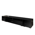 Extended, Minimalist Design Tv Stand With Color Changing Led Lights, Modern Universal Entertainment Center, High Gloss Tv Cabinet For 90 Inch Tv, Black Black Particle Board