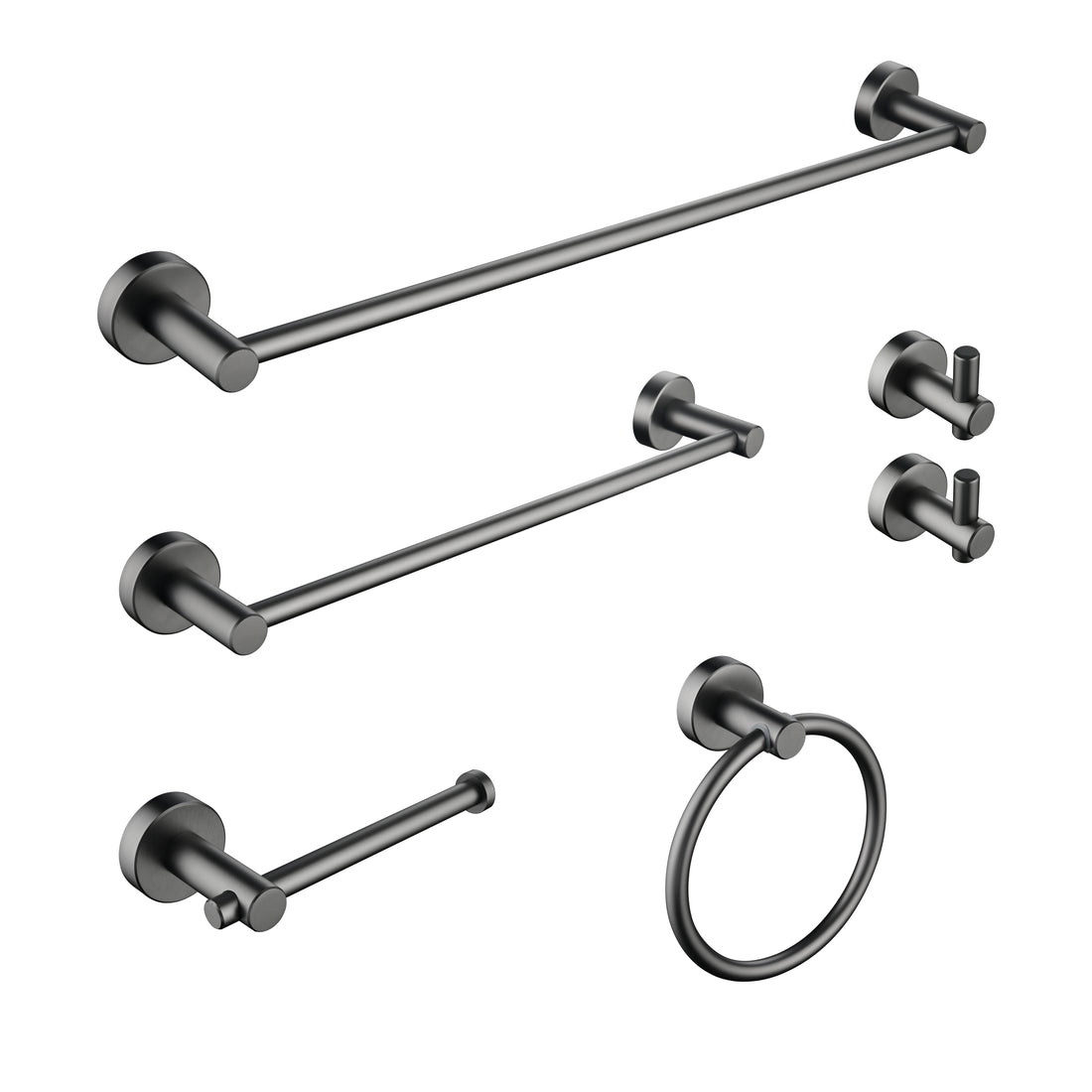 6 Piece Bathroom Towel Rack Set Wall Mount Gunmetal Black Aluminium