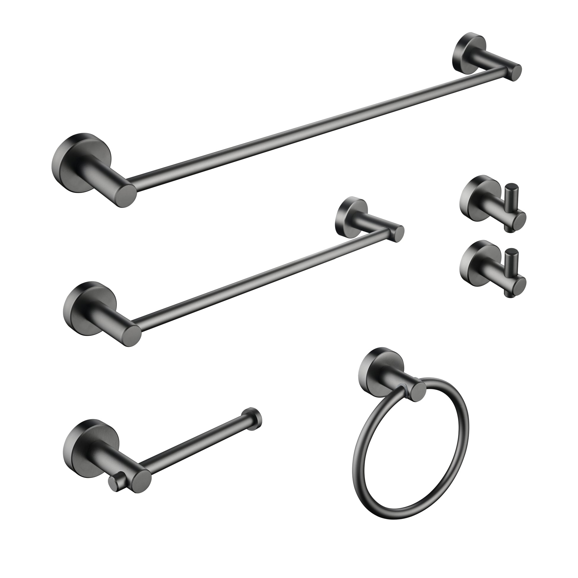 6 Piece Bathroom Towel Rack Set Wall Mount gunmetal black-aluminium