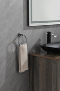 6 Piece Bathroom Towel Rack Set Wall Mount gunmetal black-aluminium