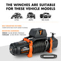 Zesuper 12V 13500 Lb Load Capacity Electric Winch Synthetic Rope Hook Winch Kit Waterproof Ip66 Electric Winch With Hawse Fairlead And 2 In 1 Wired Handle And Wireless Remote Black Aluminium