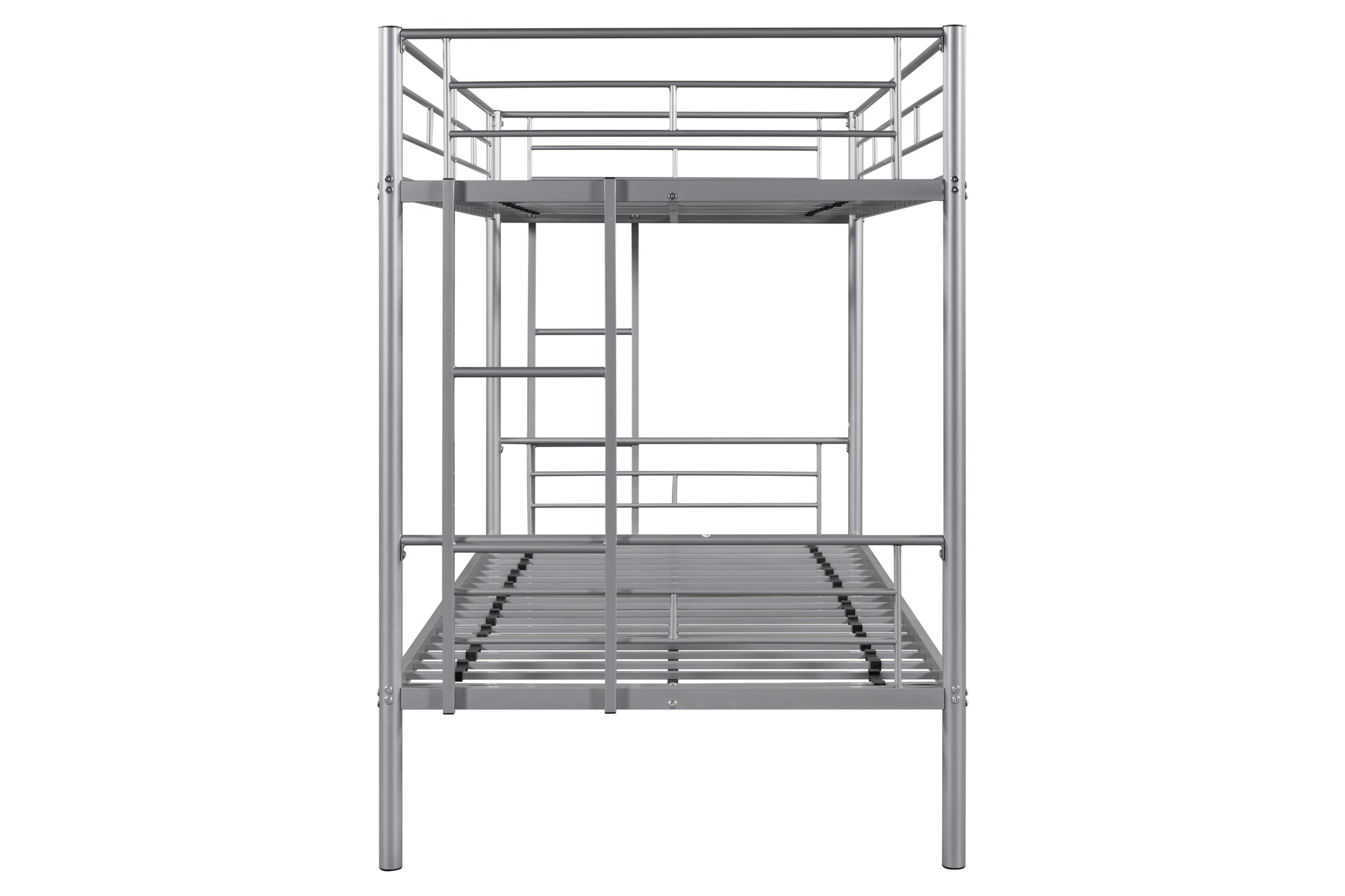 Metal Twin Over Twin Bunk Bed Heavy Duty Sturdy Metal Noise Reduced Design Safety Guardrail 2 Side Ladders Cpc Certified No Box Spring Needed Silver Metal
