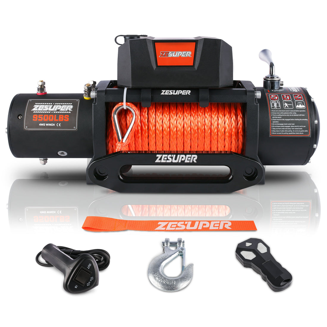 Zesuper 9500 lbs Electric Winch Kit Waterproof