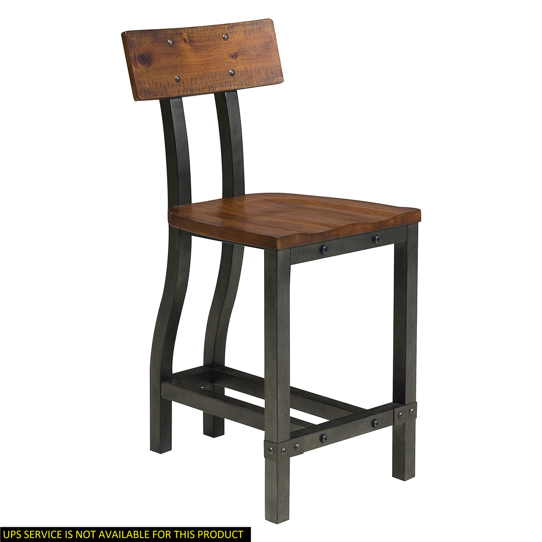 Rustic Brown And Gunmetal Finish Wooden Counter Height Chairs 2Pc Set Industrial Design Dining Furniture Brown Mix Dining Room Industrial,Rustic Wood