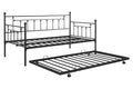 Metal Twin Daybed With Trundle Heavy Duty Sturdy Metal Noise Reduced Trundle For Flexible Space Vintage Style No Box Spring Needed Black Metal