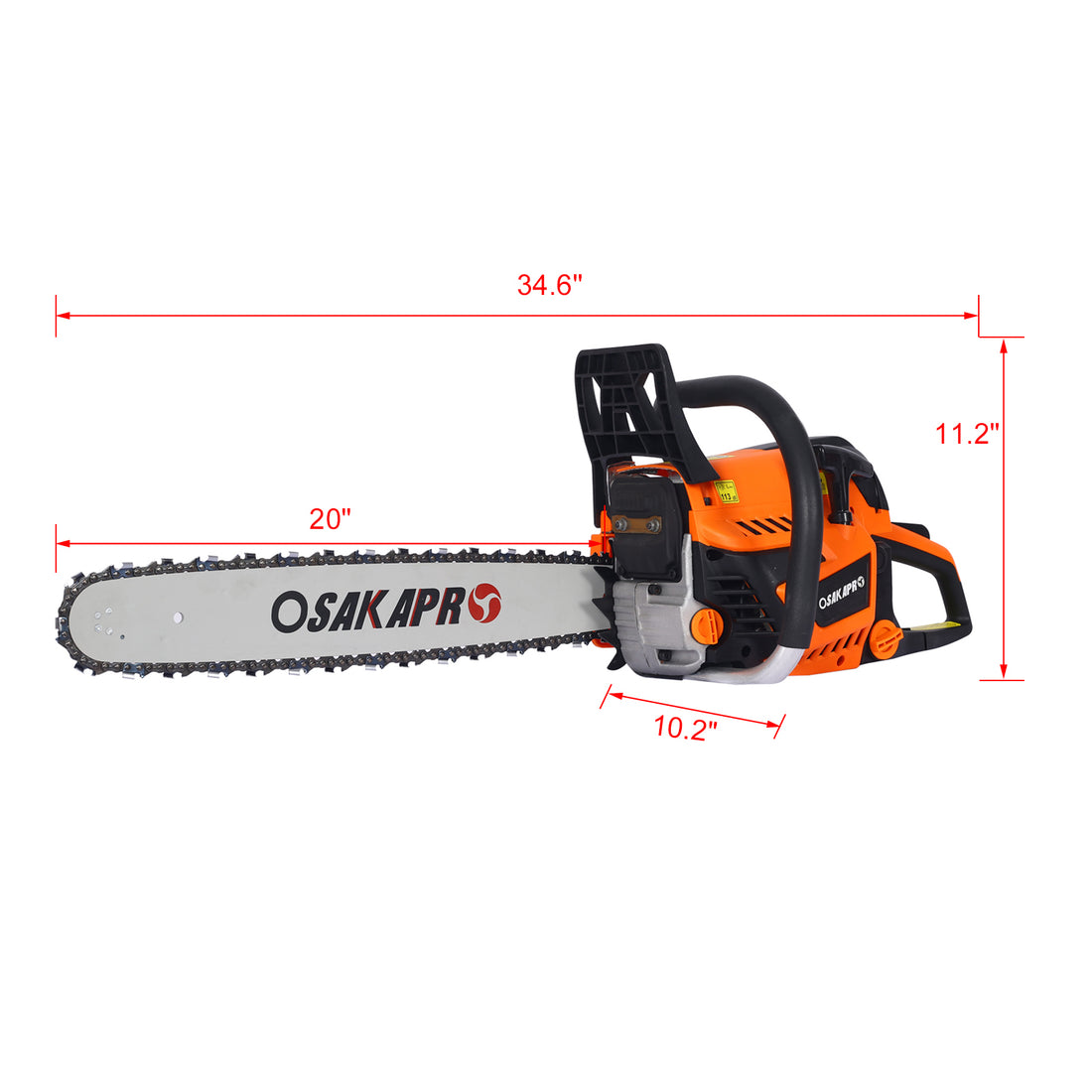 Chainsaw Gas 20Inch ,52Cc Gasoline Chain Saw For Trees ,Wood Cutting 2 Cycle Epa Compliant Orange Plastic