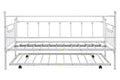 Metal Twin Daybed With Trundle Heavy Duty Sturdy Metal Noise Reduced Trundle For Flexible Space Vintage Style No Box Spring Needed Light Grey Metal
