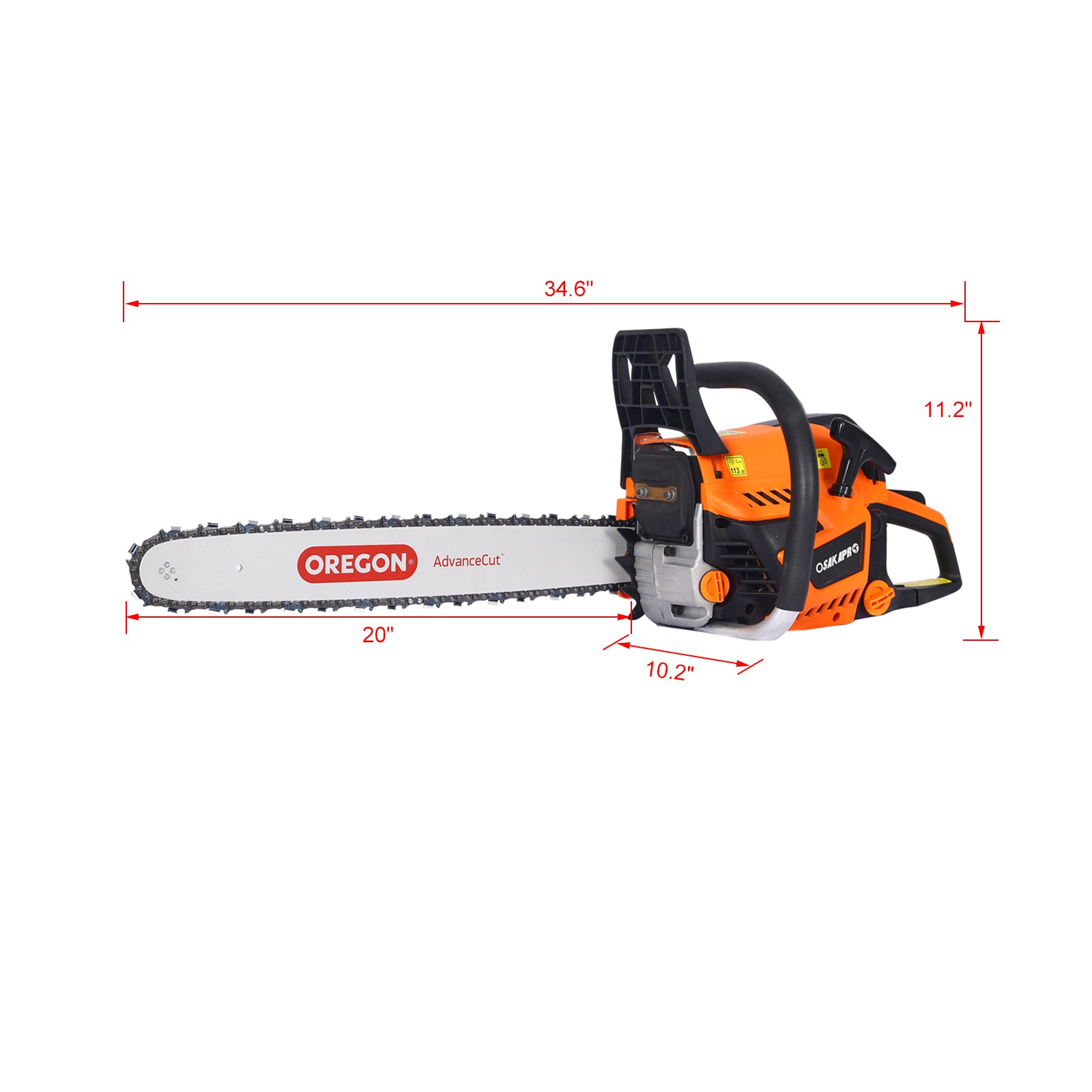 Chainsaw Gas 20Inch ,52Cc Gasoline Chain Saw For Trees ,Wood Cutting 2 Cycle Epa Compliant Oregan Bar Oregan Chain Orange Plastic