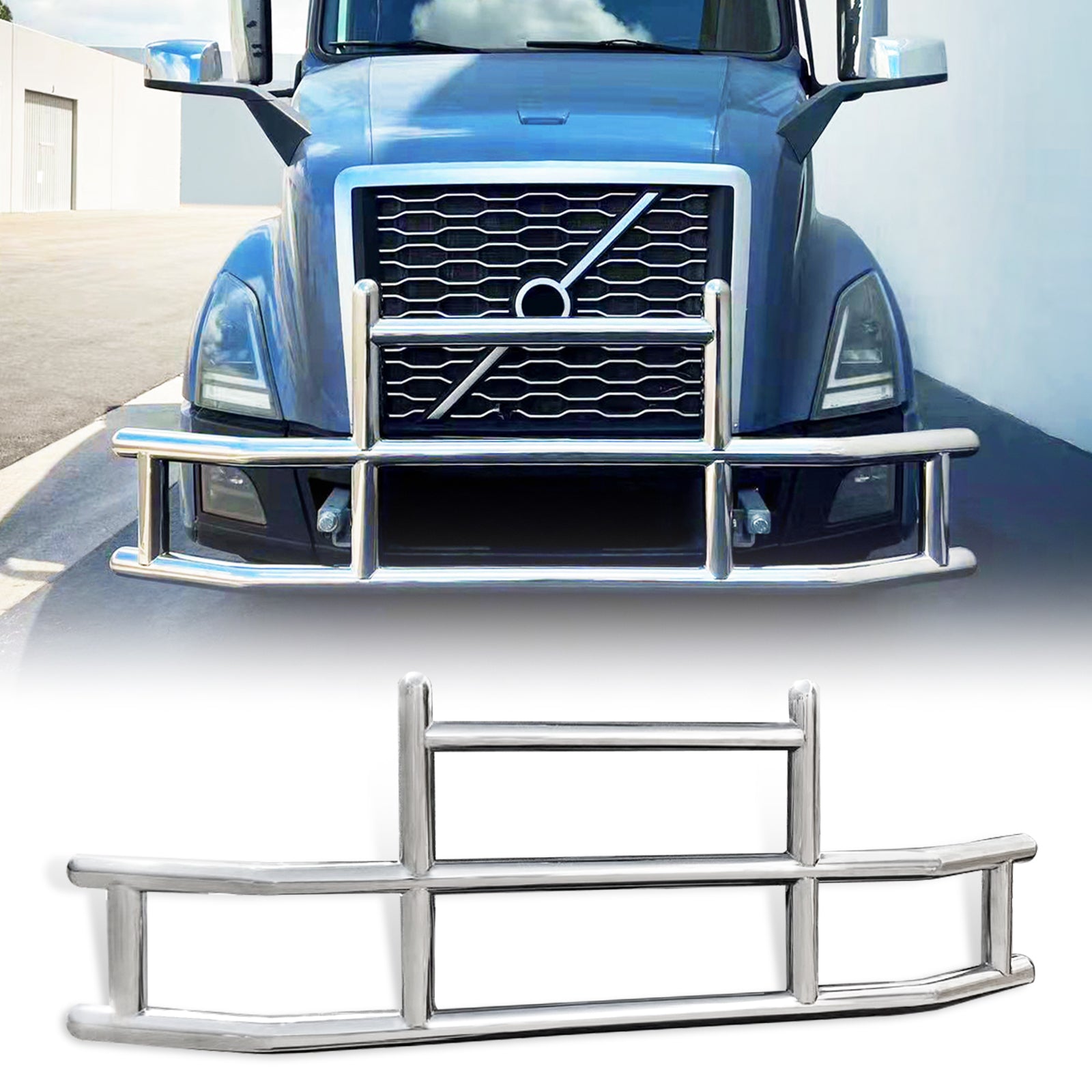 Stainless Steel Integrated Deer Guard Bumper S76Y889 chrome-stainless steel