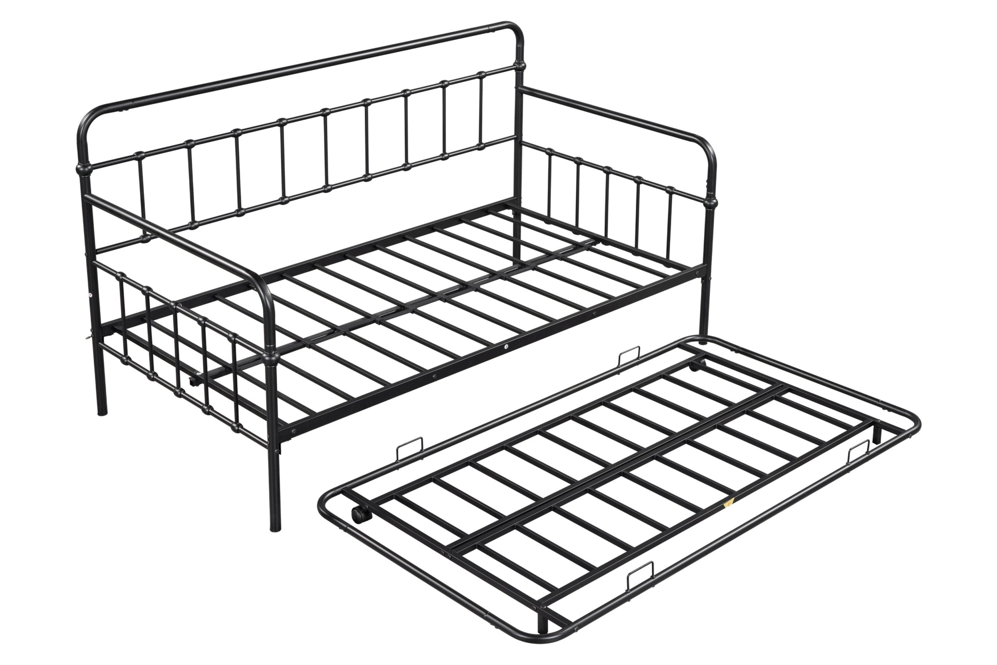 Metal Frame Daybed With Trundle Black Metal