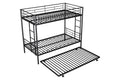 Metal Twin Over Twin Bunk Bed With Trundle Can Be Separated Into 2 Twin Beds Heavy Duty Sturdy Metal Noise Reduced Safety Guardrail Trundle For Flexible Space Bunk Bed For Three Cpc Certified Black Metal