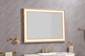 48*36 Led Lighted Bathroom Wall Mounted Mirror With High Lumen Anti Fog Separately Control Gold Aluminium