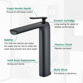 Single Hole Single Handle High Arc Modern Bathroom Faucet In Matte Black Matte Black Brass