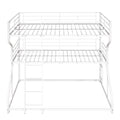 Full Xl Over Twin Xl Over Queen Size Triple Bunk Bed With Long And Short Ladder,White Box Spring Not Required White Metal Bedroom Bunk Metal