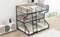 Full Xl Over Twin Xl Over Queen Size Triple Bunk Bed With Long And Short Ladder,Black Box Spring Not Required Black Metal Bedroom Bunk Metal