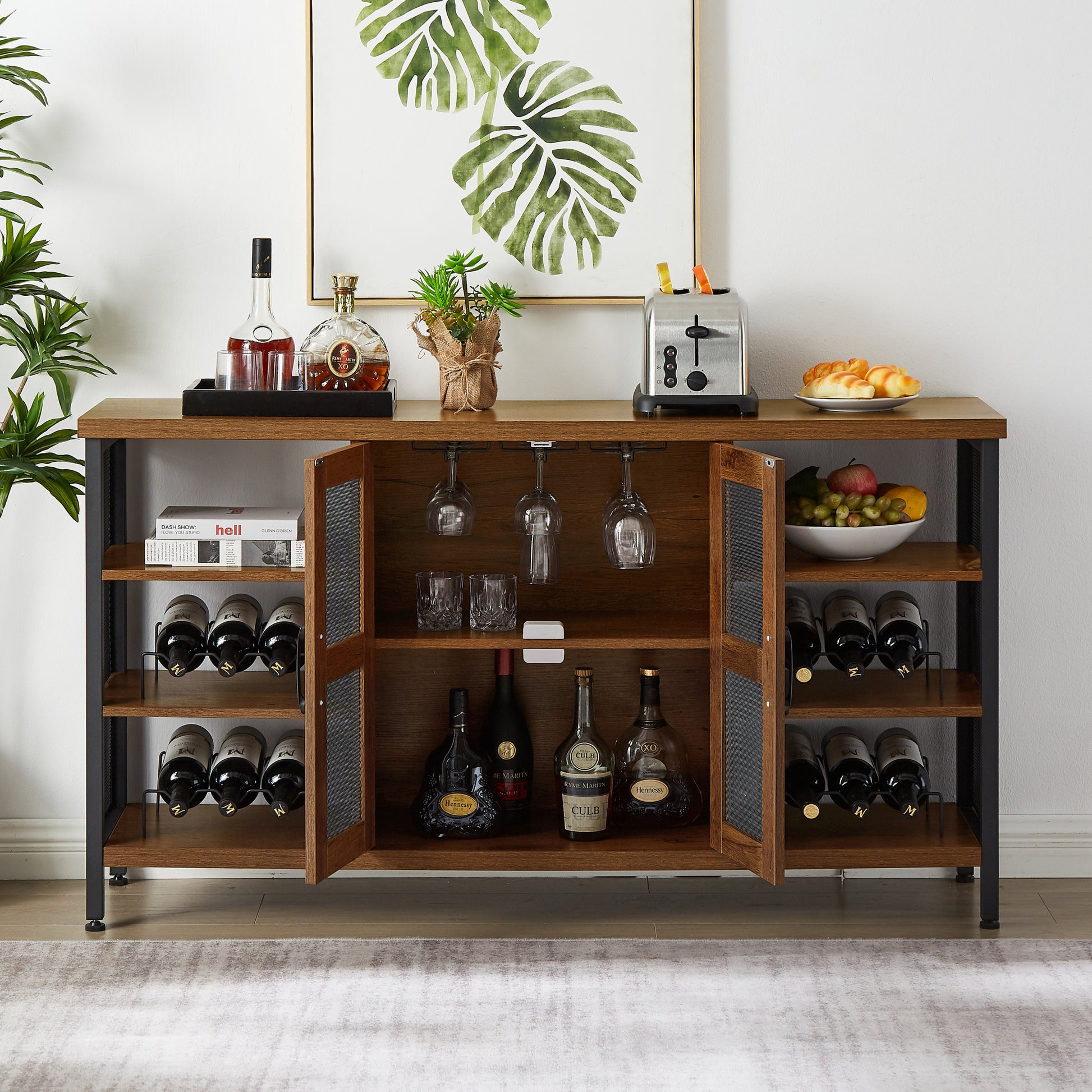 Industrial Wine Bar Cabinet, Liquor Storage