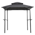 8X5Ft Grill Gazebo Replacement Canopy,Double Tiered Bbq Tent Roof Top Cover Gray Fabric