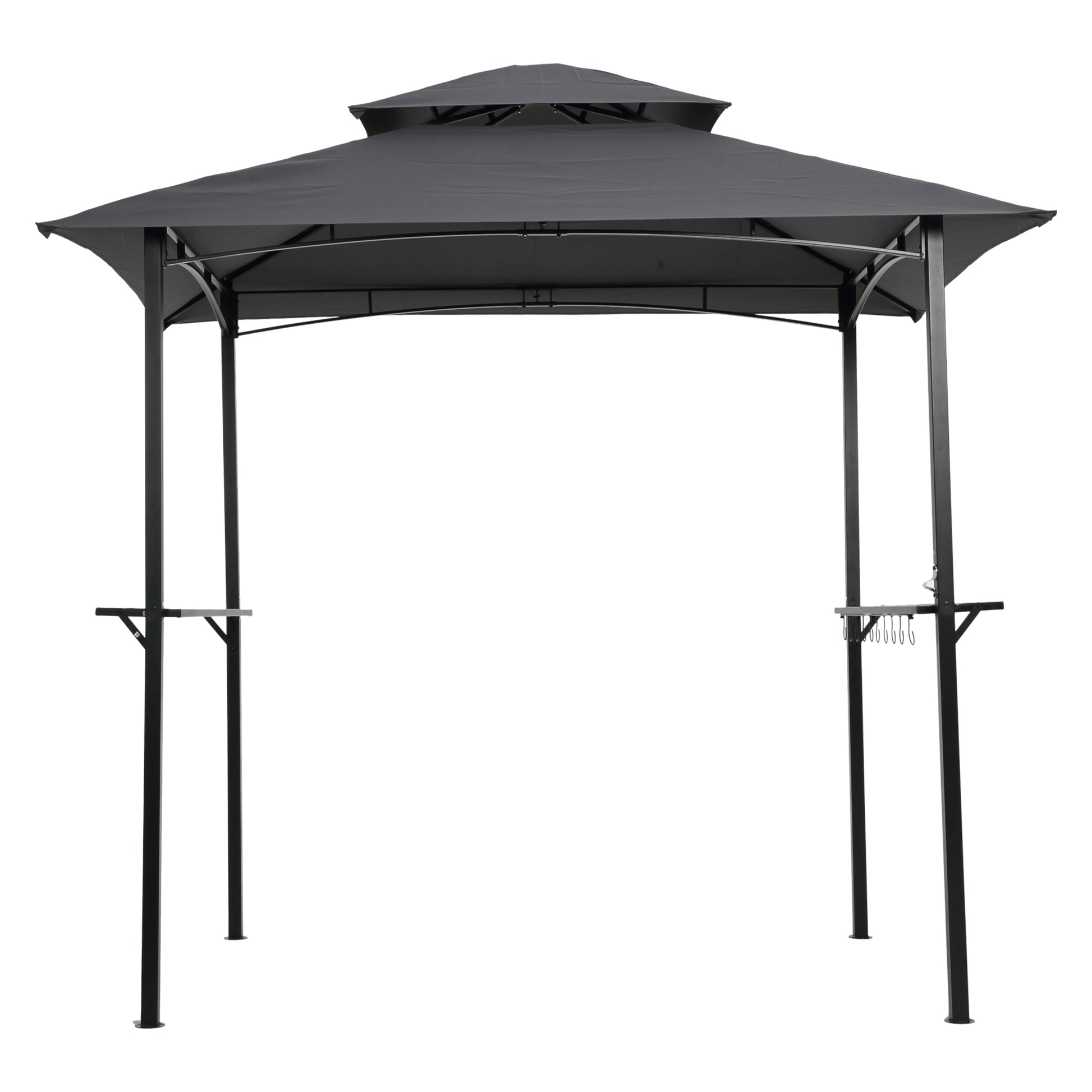 8X5Ft Grill Gazebo Replacement Canopy,Double Tiered Bbq Tent Roof Top Cover Gray Fabric