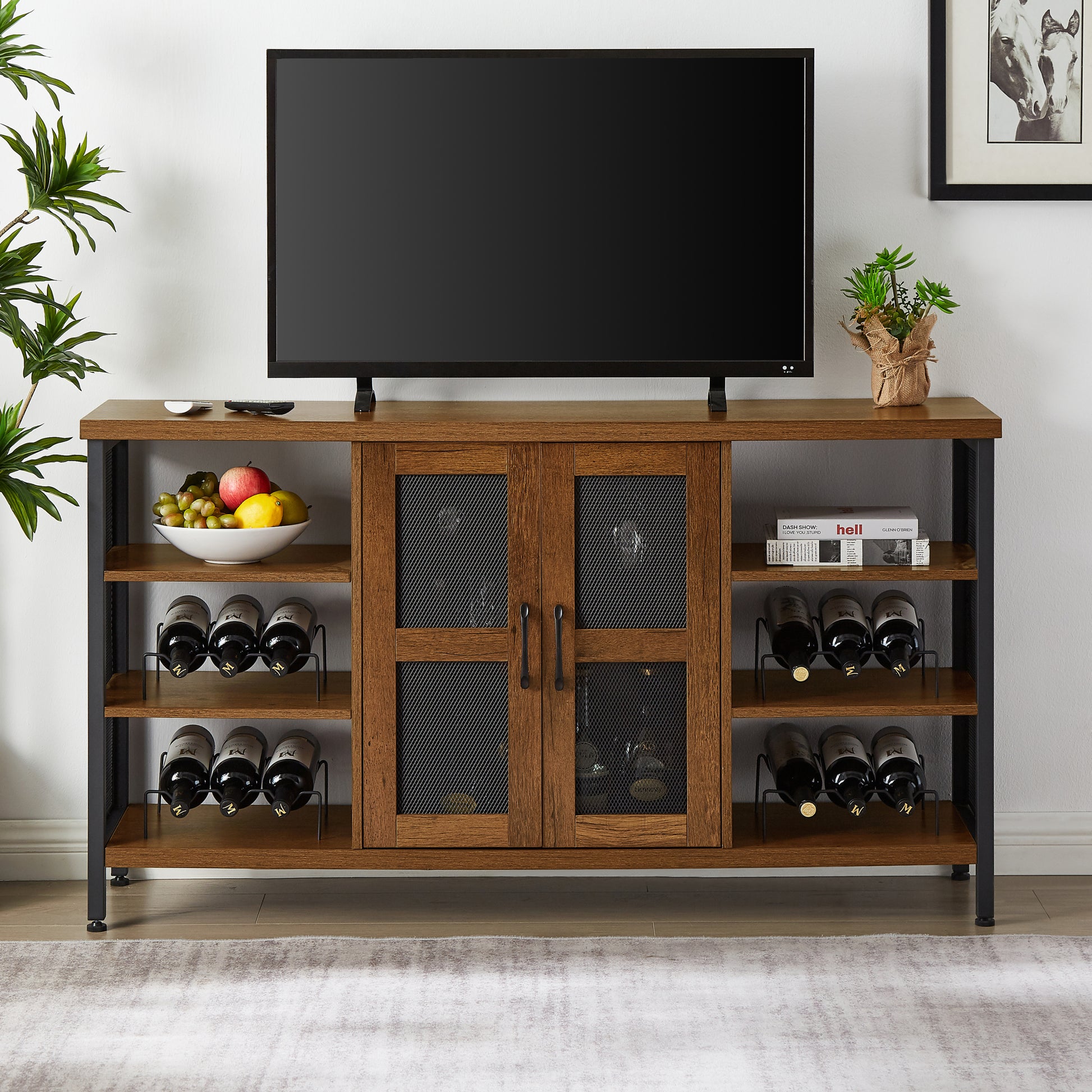 Industrial Wine Bar Cabinet, Liquor Storage