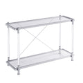 43.31'' Chrome Glass Sofa Table, Acrylic Side Table, Console Table For Living Room& Bedroom Chrome Console Tables Glass Iron