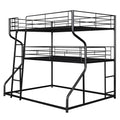 Full Xl Over Twin Xl Over Queen Size Triple Bunk Bed With Long And Short Ladder,Black Box Spring Not Required Black Metal Bedroom Bunk Metal