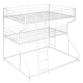 Full Xl Over Twin Xl Over Queen Size Triple Bunk Bed With Long And Short Ladder,White Box Spring Not Required White Metal Bedroom Bunk Metal