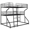 Full Xl Over Twin Xl Over Queen Size Triple Bunk Bed With Long And Short Ladder,Black Box Spring Not Required Black Metal Bedroom Bunk Metal