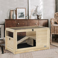 Wooden Rabbit Hutch Indoor Bunny House For Small Animals With Plastic Tray Natural Solid Wood