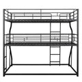 Full Xl Over Twin Xl Over Queen Size Triple Bunk Bed With Long And Short Ladder,Black Box Spring Not Required Black Metal Bedroom Bunk Metal