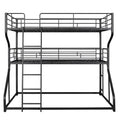 Full Xl Over Twin Xl Over Queen Size Triple Bunk Bed With Long And Short Ladder,Black Box Spring Not Required Black Metal Bedroom Bunk Metal