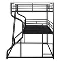 Full Xl Over Twin Xl Over Queen Size Triple Bunk Bed With Long And Short Ladder,Black Box Spring Not Required Black Metal Bedroom Bunk Metal