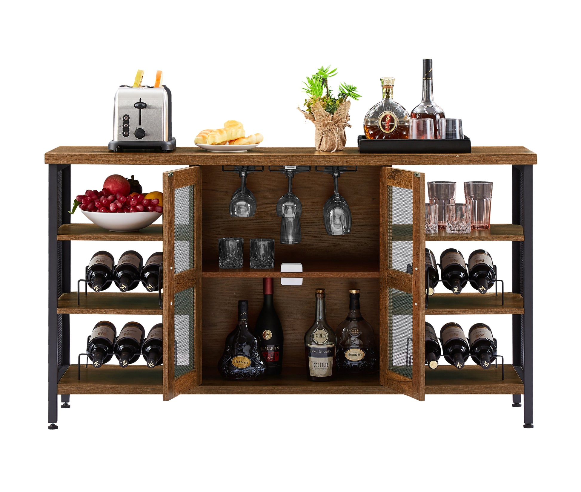 Industrial Wine Bar Cabinet, Liquor Storage