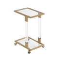 Golden Side Table, Acrylic Sofa Table, Glass Top C Shape Square Table With Metal Base For Living Room, Bedroom, Balcony Home And Office Chrome Glass Iron