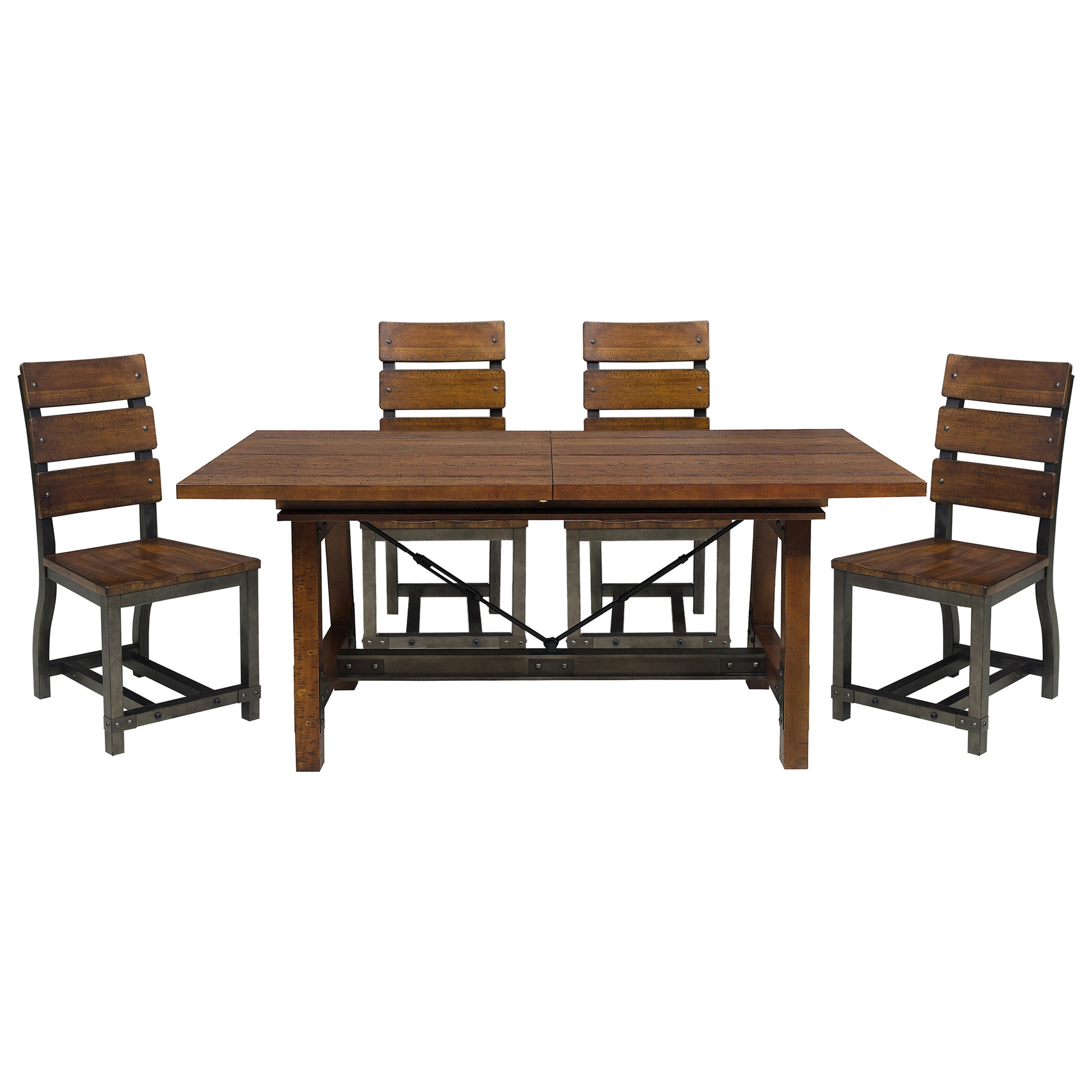 Unique Look Wood Framing Side Chairs 2Pc Set Rustic Brown And Gunmetal Finish Industrial Design Casual Dining Furniture Brown Mix Dining Room Industrial,Rustic Wood