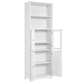 White Tall Storage Cabinet With Shelves And Doors For Bathroom, Kitchen And Living Room, Mdf Board White Mdf