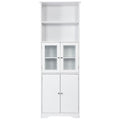 White Tall Storage Cabinet With Shelves And Doors For Bathroom, Kitchen And Living Room, Mdf Board White Mdf