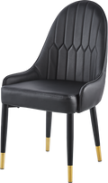 Modern Leather Dining Chair Set Of 2, Upholstered Accent Dining Chair, Legs With Black Plastic Tube Plug Black Leather