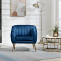 Velvet Accent Chair With Ottoman, Modern Tufted Barrel Chair Ottoman Set For Living Room Bedroom, Golden Finished, Blue Blue Foam Velvet