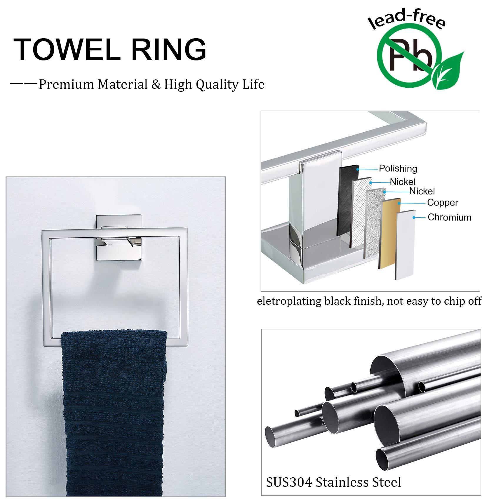 5 Pieces Bathroom Hardware Accessories Set Towel Bar Set Wall Mounted,Stainless Steel Chrome Stainless Steel