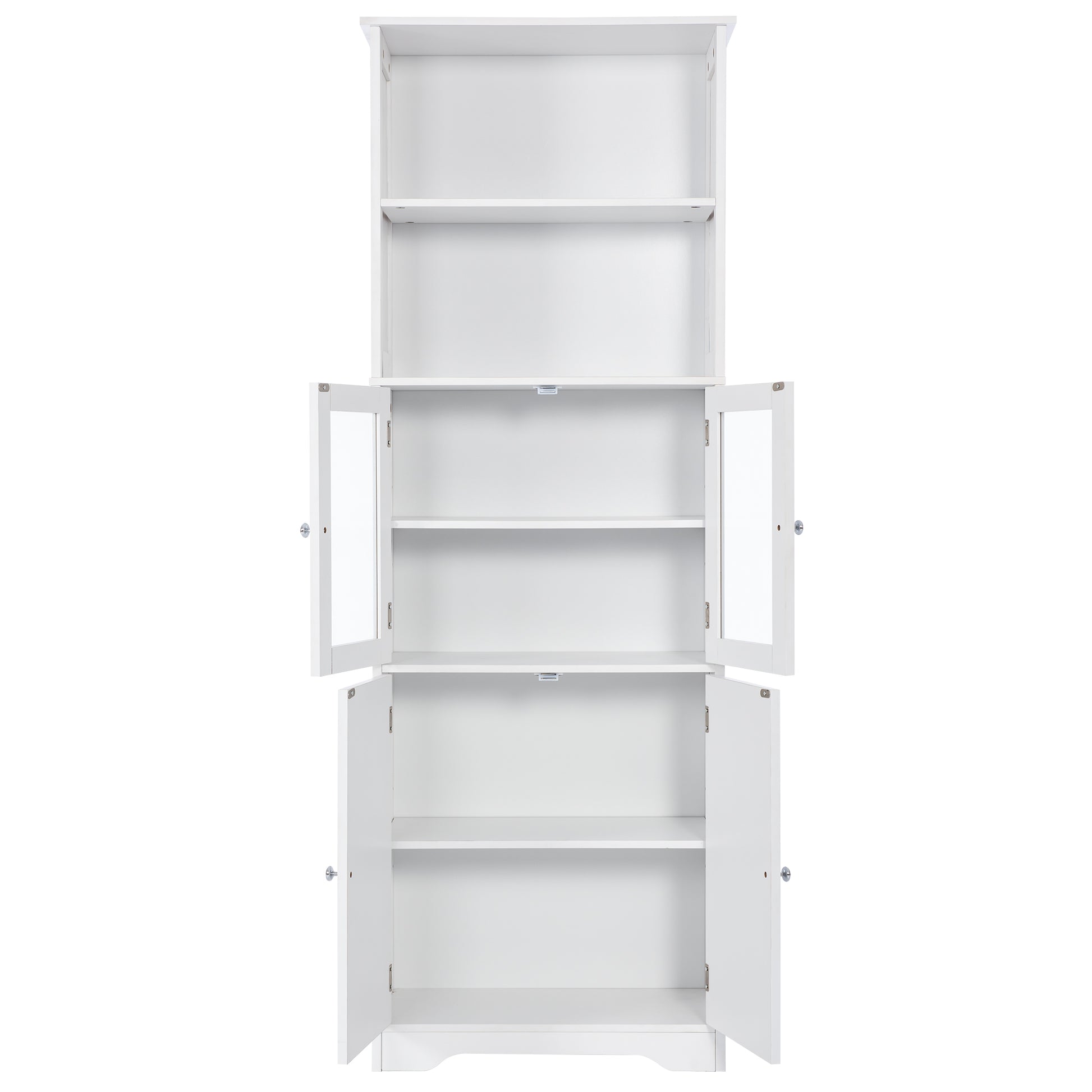 White Tall Storage Cabinet With Shelves And Doors For Bathroom, Kitchen And Living Room, Mdf Board White Mdf