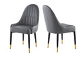 Modern Leather Dining Chair Set Of 2, Upholstered Accent Dining Chair, Legs With Black Plastic Tube Plug Grey Leather