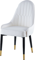 Modern Leather Dining Chair Set Of 2, Upholstered Accent Dining Chair, Legs With Black Plastic Tube Plug White Leather