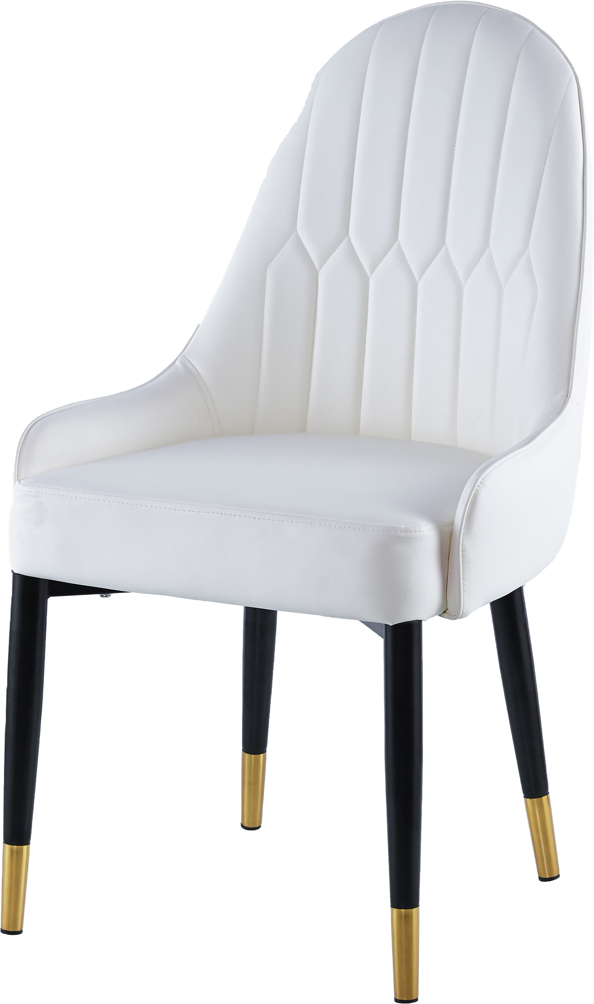 Modern Leather Dining Chair Set Of 2, Upholstered Accent Dining Chair, Legs With Black Plastic Tube Plug White Leather