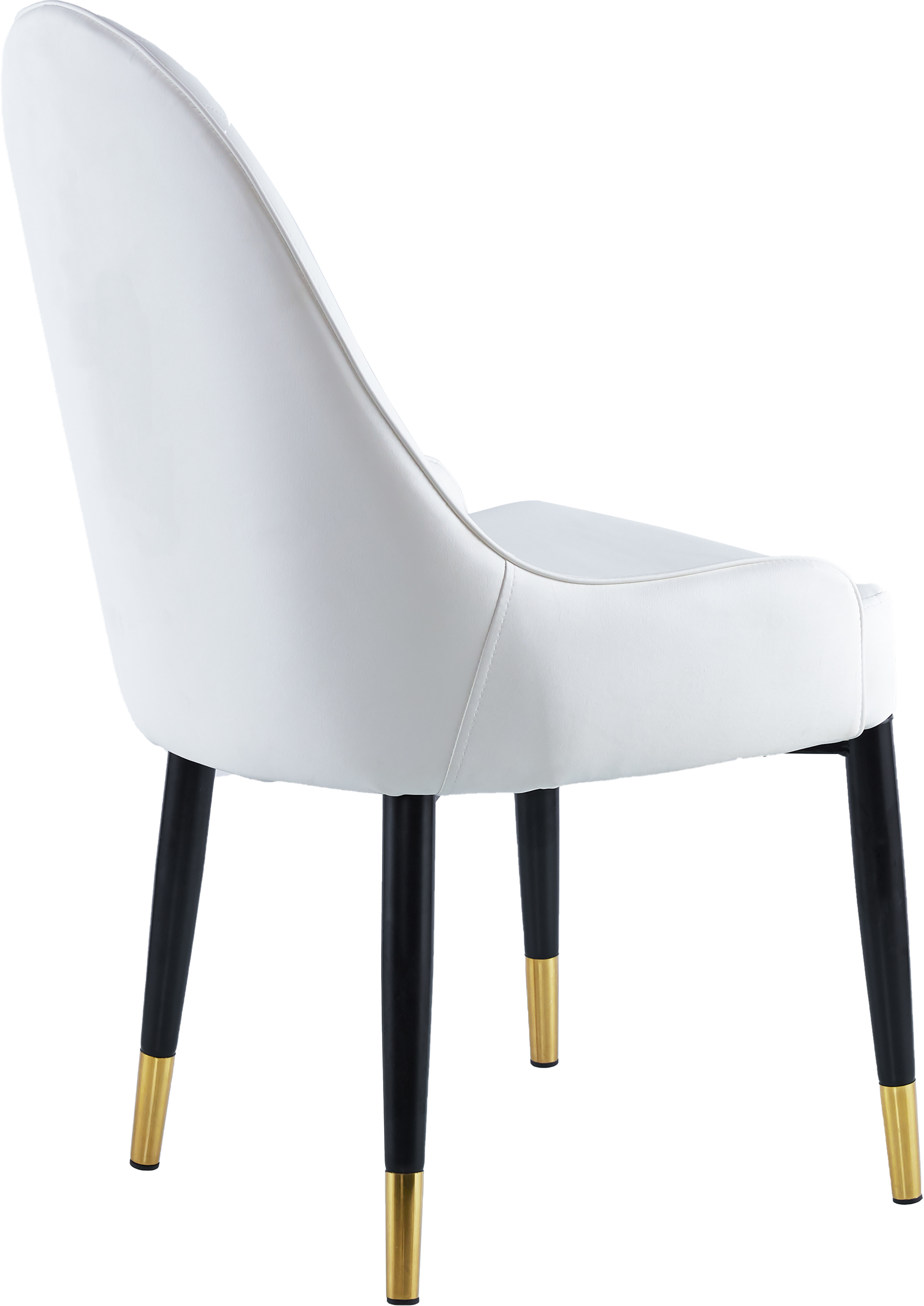 Modern Leather Dining Chair Set Of 2, Upholstered Accent Dining Chair, Legs With Black Plastic Tube Plug White Leather