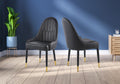 Modern Leather Dining Chair Set Of 2, Upholstered Accent Dining Chair, Legs With Black Plastic Tube Plug Black Leather