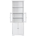 White Tall Storage Cabinet With Shelves And Doors For Bathroom, Kitchen And Living Room, Mdf Board White Mdf