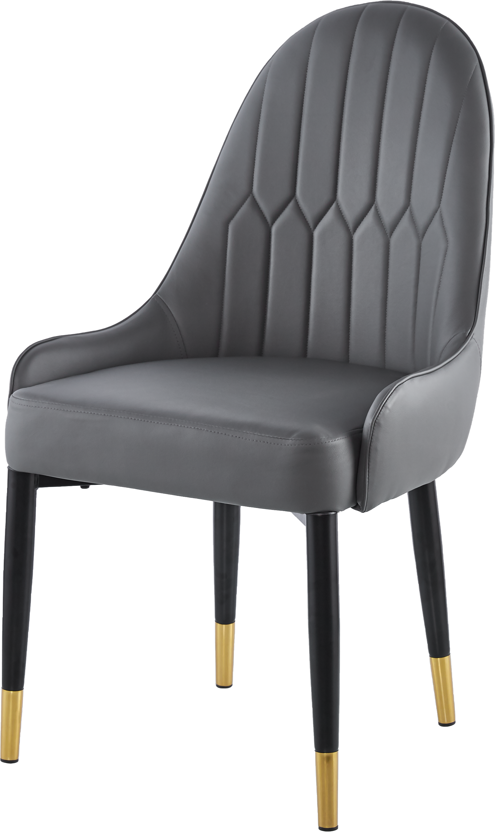 Modern Leather Dining Chair Set Of 2, Upholstered Accent Dining Chair, Legs With Black Plastic Tube Plug Grey Leather